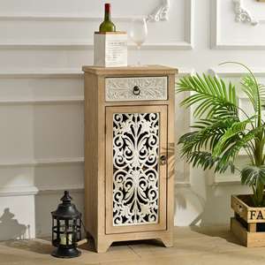 Meuble de rangement avec tiroirs et porte sculptée en bois, style Ferme INNOVA, pour salon d'hôtel ou appartement - Product Image 3