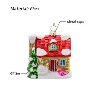 Vente en gros de modèles 3D à paillettes peints à la main avec ornements en verre soufflé pour arbre de Noël - Product Image 2