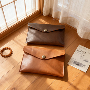 Sac enveloppe en cuir PU de luxe de haute qualité, personnalisé avec logo, pour emballage de bijoux, vente en gros - Product Image 1