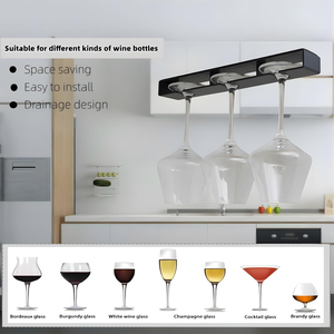 Soporte <span class=keywords><strong>para</strong></span> copas de vino debajo del <span class=keywords><strong>estante</strong></span>, armario, Copas de plástico, colgador de almacenamiento de <span class=keywords><strong>vasos</strong></span>, barra, organizador de copas de vino de cocina - Product Image 3