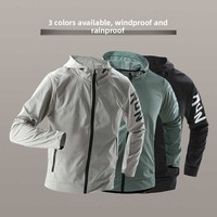 Veste coupe-vent sport à capuche pour homme, automne, unie, séchage rapide, imperméable, fine, en polyester, pour course à pied et cyclisme en extérieur