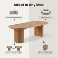 Table à manger ronde extensible en bois, design simple, pliable et rétractable, gain de place, mobilier moderne