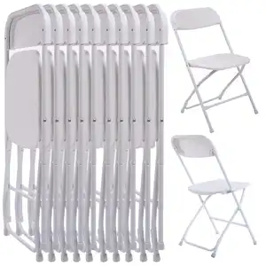 야외 화이트 블랙 색상 PP 플라스틱 수지 접는 의자 웨딩 파티 이벤트를위한 플라스틱 접는 의자