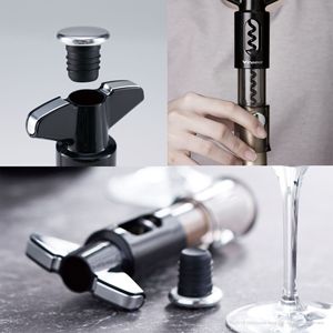 Vinaere Wine Opener Black Manual Multi Function Corkscrew Bottle Pourer For Home Use - Product Image 1