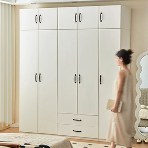 Armoire de rangement en métal <span class=keywords><strong>avec</strong></span> 2 portes pour chambre à coucher, meuble de maison, armoire double autoportante <span class=keywords><strong>avec</strong></span> 2 tiroirs - Product Image 4