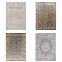 Tapis persan classique extra large LandScopeTech, blanc ivoire, laine de Nouvelle-Zélande, soie, fait main, taille personnalisée, salon, bureau