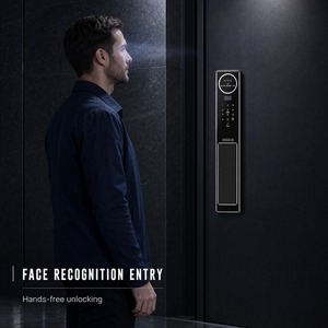Serrure de porte intelligente noire T18, en alliage d'aluminium usiné CNC, déverrouillage par reconnaissance faciale et mot de passe - Product Image 5