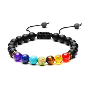 Dropshipping Classic 7 Chakra Pulsera con cuentas de piedra de lava natural Ágata Piedra principal para yoga y curación para aniversarios - Product Image 2