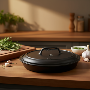 Oval <b>Cast</b> Iron Roasting Pot 33cm 7.0L With Lid For Even Heat Distribution - Product Image 3