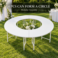 Table d'extérieur modulaire pliable et incurvée, librement combinable en S ou en rond, pour les mariages, les fêtes sur pelouse et les banquets