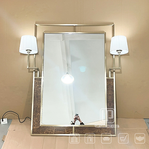 Thiết kế đặc biệt hình chữ nhật lớn vàng nhôm khung gương LED tường phòng tắm khách sạn gương với ánh sáng LED - Product Image 2