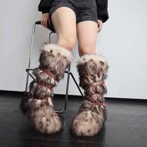 <span class=keywords><strong>Bottes</strong></span> hautes sexy en fourrure pour femmes, à lanières, plateforme plate, chaudes pour l'hiver, <span class=keywords><strong>bottes</strong></span> de neige, grandes tailles, design de luxe, chaussures cool Y2K pour soirée - Product Image 3