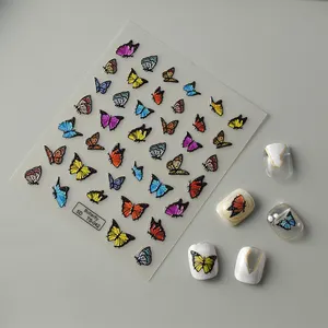 핫 세일 고품질 젤 3D 네일 아트 데칼 다채로운 나비 네일 스티커