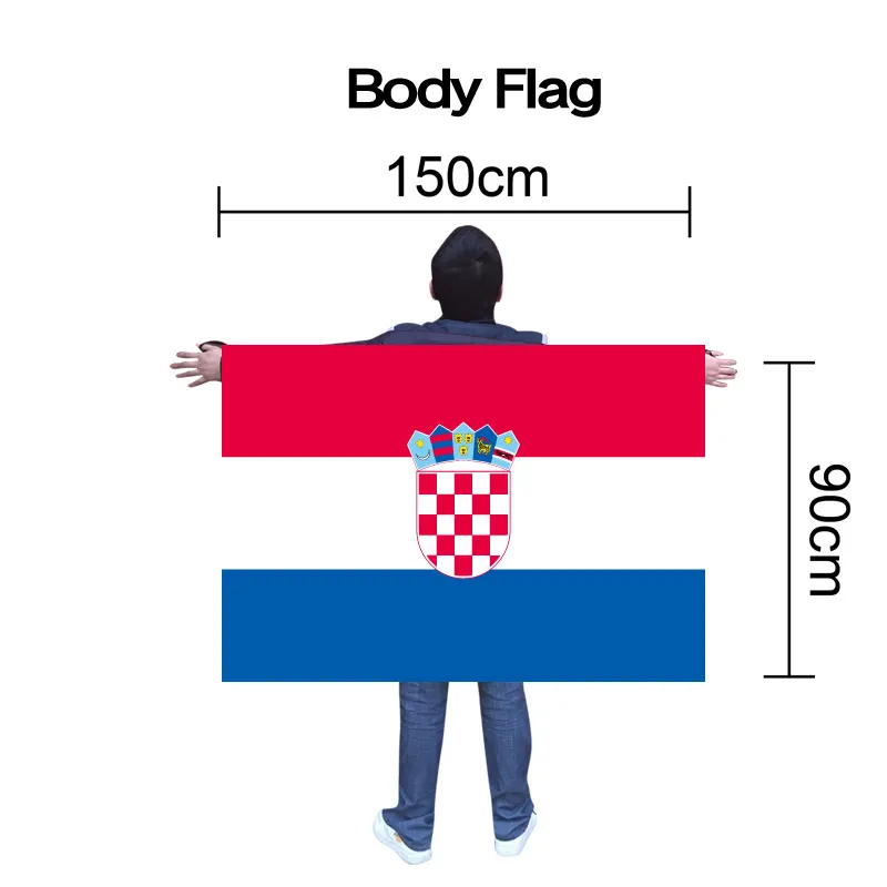 Bán buôn tùy biến Logo 3X5FT kích thước khác người hâm mộ bóng đá polyester không thấm nước mô hình in ấn Croatia cơ thể cờ với mui xe