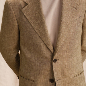 Completo da <span class=keywords><strong>Uomo</strong></span> 100% <span class=keywords><strong>Lino</strong></span> Antipiega a Spina di Pesce, Monopetto, Due Pezzi, Colletto a Revers, Vestibilità Slim, Traspirante - Product Image 2