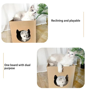 Groothandel Eco-vriendelijke Opvouwbare Moderne Reiskattenhuis Vierkant Ontwerp Golfkarton Krabplank Kattenbomen Krabpaal - Product Image 3