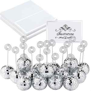 15 supports photo argentés en fil torsadé, porte-noms style boule disco - Product Image 1