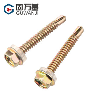 Vis autoperceuses hexagonales Guwanji M4.8 M5.5, acier au carbone zingué couleur, grade A, niveau 8.8, pour l'industrie de la construction - Product Image 1