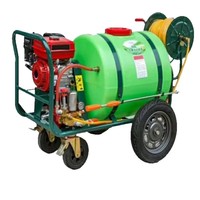 Pulvérisateur mobile à moteur essence sur chariot avec réservoir de 100L, 160L, 300L et enrouleur de tuyau pour pesticides agricoles