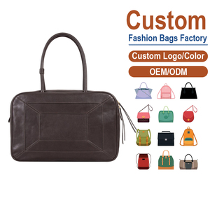 Bolso de Mano de Cuero Curtido Vegetal para Mujer, Diseño Retro con Parches y Costuras Decorativas, Correa Única, Gran Capacidad - Product Image 1