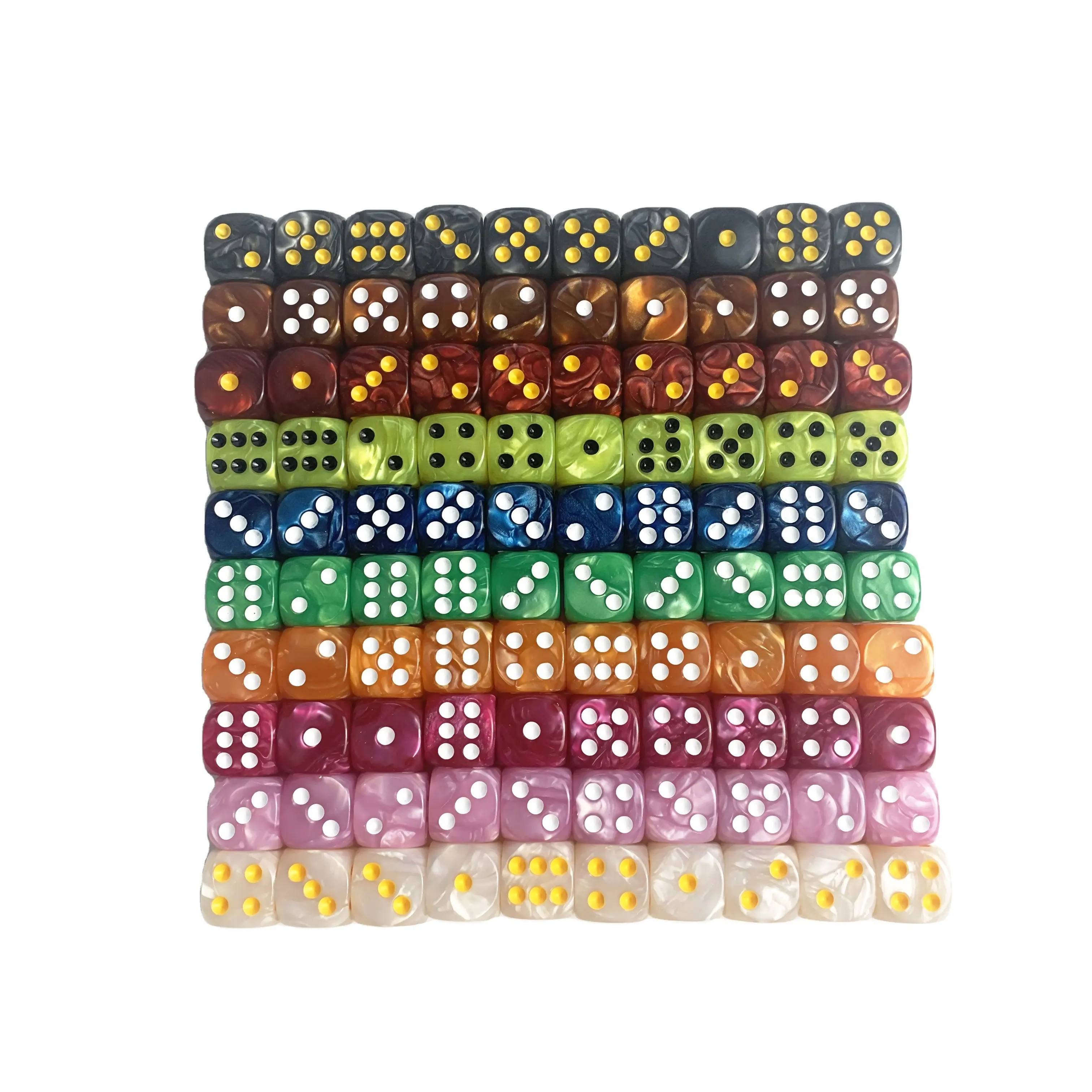 16mm warna giok mutiara persegi dan sudut bulat titik piksel biasa dadu akrilik dadu permainan plastik kubus