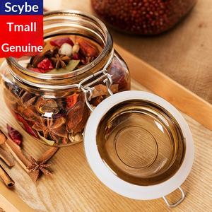 Hxglass - Recipiente de Vidrio de Estilo Europeo de Color Sólido con <span class=keywords><strong>Tapa</strong></span> Hermética para Guardar Refrigerios Frescos, Dulces, Frutos Secos, Especias y Miel - Product Image 2