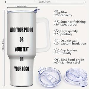 Изготовленный на заказ логотип 40oz стаканы 304 нержавеющей стали вакуумная кружка изолированный 40oz стакан с ручкой и крышками - Product Image 3