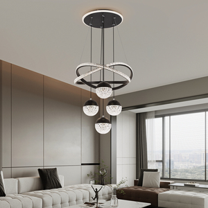 <span class=keywords><strong>Lampadario</strong></span> <span class=keywords><strong>a</strong></span> <span class=keywords><strong>sospensione</strong></span> LED nero popolare in acrilico e alluminio, 3CCT, illuminazione <span class=keywords><strong>a</strong></span> tre colori, spedizione dagli Stati Uniti, 1 pz. - Product Image 2