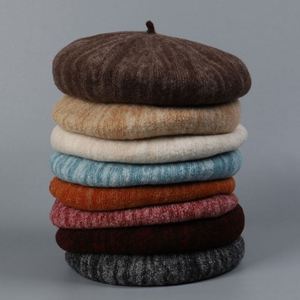 Béret en laine tricoté pour femme, collection Automne-Hiver 2025, dégradé de couleurs, style décontracté, chaud et tendance, chapeau de peintre - Product Image 1