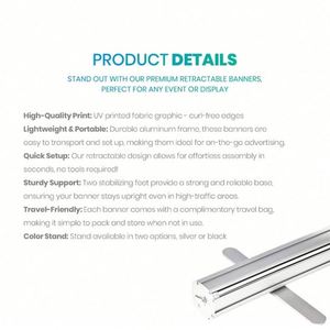 Bannière rétractable pour décorations florales de mariage, impression numérique, support de bannière déroulante, panneau de bienvenue, accessoire d'affichage - Product Image 3