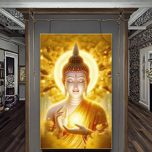 Qualidade Crystal <span class=keywords><strong>Buddha</strong></span> Canvas Impressão artística Cartaz Golden <span class=keywords><strong>Buddha</strong></span> Wall Hanging Decor Pintura a óleo Medium Frame Home Decor - Product Image 3