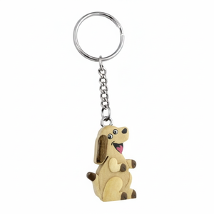 Portachiavi in legno a forma di cane, mini ciondolo, simpatico charm animale per chiavi e borse - Product Image 2