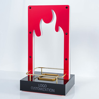 Nouvelle Arrivée d'Usine : Présentoir LED en Acrylique Personnalisé à Motif Flamme pour Bouteilles de Vin – Support Glorificateur et Étagère