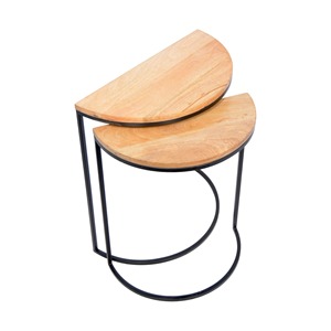 <b>Set</b> of 2 Modern Iron <b>Side</b> <b>table</b> Home Living Room Furniture <b>Side</b> <b>Table</b> in Wood Coffee <b>Table</b> With Metal Frame - Product Image 3