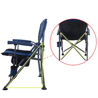 Chaise pliante grande taille en forme de fer à cheval 93 cm, portable, en acier carbone, avec accoudoirs en tissu Oxford et porte-gobelet, pour le camping, la pêche et les activités artistiques