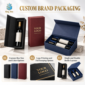 Caja de Regalo para Vino de Papel Recubierto con Relieve Personalizado, con Inserto de EVA y Logotipo en Lámina Dorada, para Envasado de una Sola Botella de Vino, Vodka o Whisky - Product Image 2
