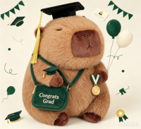 GREENMART Décoration de Remise de Diplôme : Peluche Capybara avec Rembourrage en Coton PP, Lamination Brillante, Doublure en Maille, Boîte Cadeau Mignonne