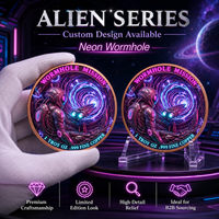 Pièce de monnaie interstellaire en cuivre pur 999 de 1 oz, 3D en relief, colorée UV, effet proof-like, Voyageur Galactique, Artisanat Métallique Artistique, Objet de collection