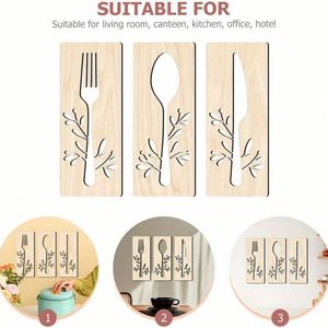 Supplier <b>Rustic</b> Kitchen Utensil <b>Wooden</b> Wall Decors Fork Spoon Knife Wall Hanging Plaque Ideal Gift for Farmhouse Dining Room - Product Image 2