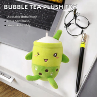 Porte-clés en peluche amusant en forme de tasse de thé au lait à bulles (Boba), en coton PP, brodé, anti-stress, cadeau pour enfants