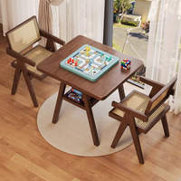Conjunto de Mesa Pequeña y Sillas para Balcón de Madera Maciza para Apartamento Pequeño, Una Mesa y Dos Sillas, Juego Simple de Mesa y Sillas de Té para el Ocio en el Hogar