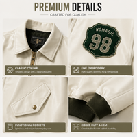 Blouson universitaire en cuir blanc personnalisé, broderie de patchs tissés sur mesure, blouson aviateur pour homme, streetwear, moto, fabricant OEM