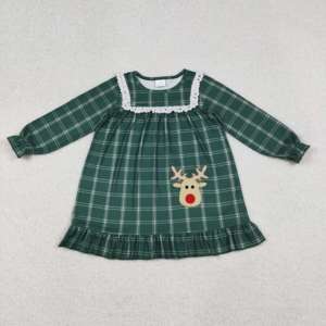 GT0621 RTS Green Plaid ciervo bordado Boutique Venta al por mayor Imprimir Otoño yoga adulto Navidad top - Product Image 5