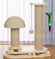 Grand tourne-disque pliable moderne de luxe pour chat, griffoir durable en bois massif et sisal, structure d'escalade interactive en MDF pour chat