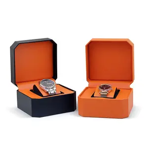 Customization Logo High Grade PU Watch Cases Octagonal Box PU Leather Watch Storage Gift Packaging Boxes