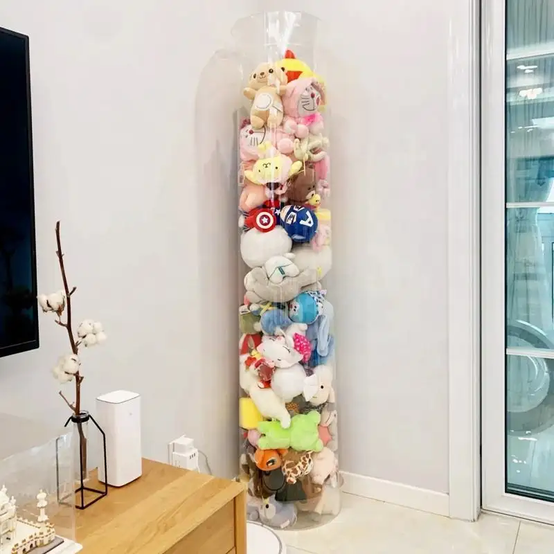 Caja de almacenamiento de juguetes de peluche con logotipo personalizado, transparente, impermeable y a prueba de polvo, para mascotas