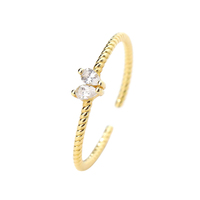 Bagues minimalistes en argent sterling 925 plaqué or 18 carats, forme de corde torsadée, zircon, diamant, forme de cœur, pour femmes