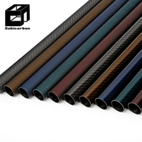 Tube en fibre de carbone tressé coloré 3K, diamètre extérieur 1 pouce, 2 pouces, tubes en carbone personnalisés, tube rond creux, 1000 mm, 2000 mm