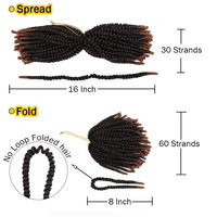 Dreadlocks en fibre haute température teinte, bouclées à ressort, pour tresses au crochet et torsades, 8 pouces, 30 mèches par sachet, fixation à l'eau chaude