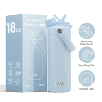 Botol Air Stainless Steel Daur Ulang 18/8 Bebas BPA 18oz Mulut Lebar Dinding Ganda Vakum Terisolasi Termos Flask Olahraga dengan Pegangan